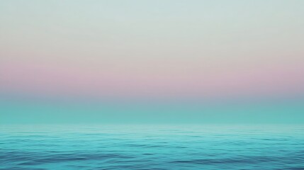 Obraz premium Serene ocean view at sunrise with pastel sky, calm turquoise water and soft gradient light