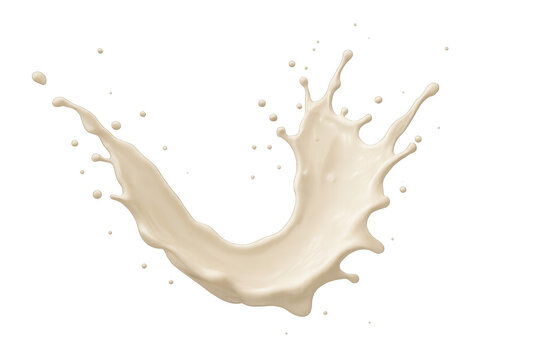 Dynamic vanilla milk splash creating a graceful, curved shape, isolated on a transparent background, ideal for food and beverage projects