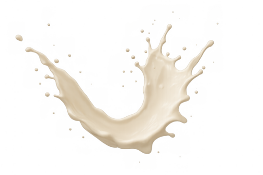 Dynamic vanilla milk splash creating a graceful, curved shape, isolated on a transparent background, ideal for food and beverage projects