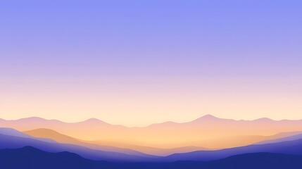 Mountain range silhouette at sunset with soft gradient sky, landscape background illustration