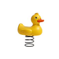 Yellow duck playground spring rider on transparent background


