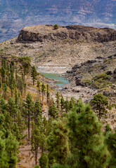 Lake Embalse de la Cueva de las Ninas, Gran Canaria, Canary Islands, Spain, Europe.