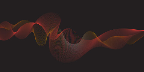 Modern multicolor gradient flowing wave lines. Parallel lines of vibrant color. Stylized line art background. curving and wavy gradient lines against a black background.	