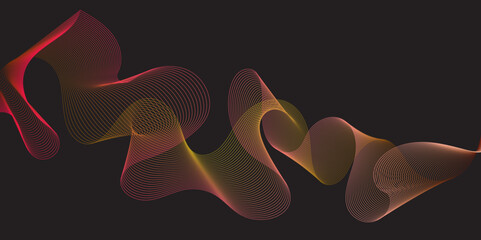 Modern multicolor gradient flowing wave lines. Parallel lines of vibrant color. Stylized line art background. curving and wavy gradient lines against a black background.	
