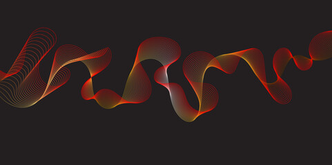 Modern multicolor gradient flowing wave lines. Parallel lines of vibrant color. Stylized line art background. curving and wavy gradient lines against a black background.	