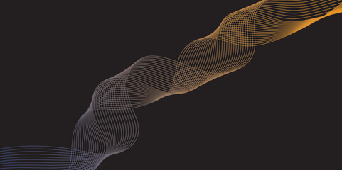 Modern multicolor gradient flowing wave lines. Parallel lines of vibrant color. Stylized line art background. curving and wavy gradient lines against a black background.	