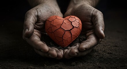 Hands holding a cracked heart symbolizing emotional pain and healing