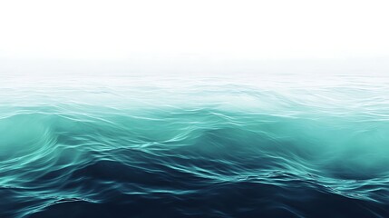 Ocean waves background, serene turquoise sea with gentle ripples and soft white horizon