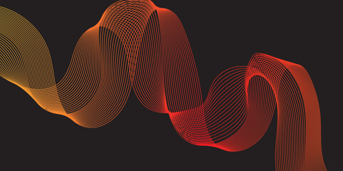 Modern multicolor gradient flowing wave lines. Parallel lines of vibrant color. Stylized line art background. curving and wavy gradient lines against a black background.	