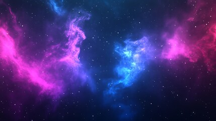Colorful cosmic nebula in deep space with vibrant purple, pink, and blue clouds background