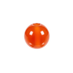 Obraz premium Bright orange glass sphere on a plain background, highlighting its smooth texture and reflective qualities