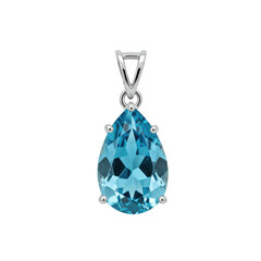 Elegant teardrop pendant featuring a vibrant blue gemstone, showcased against a simple backdrop