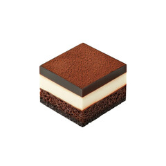 Isometric View of a Delicious Three-Layered Chocolate Dessert