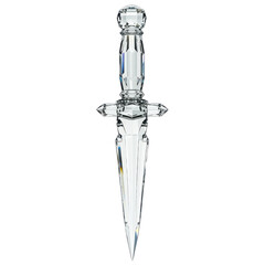 Fototapeta premium Elegant crystal dagger with intricate design, displayed against a plain background for artistic showcase