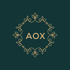 AOX letter logo design on Black background. 