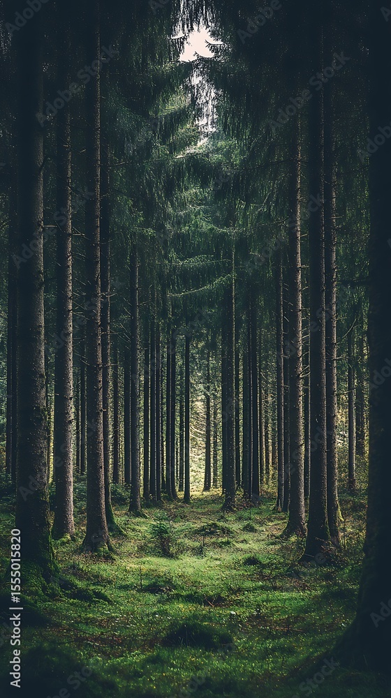 Poster mysterious dark forest. dark path through the mysterious dark forest.