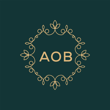 AOB letter logo design on Black background. 
