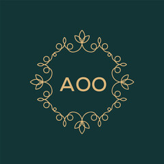 AOO letter logo design on Black background. 