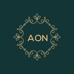 AON letter logo design on Black background. 