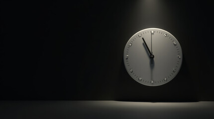 Clock with Missing Numbers on Black Background, Hyperrealistic Studio Shot
