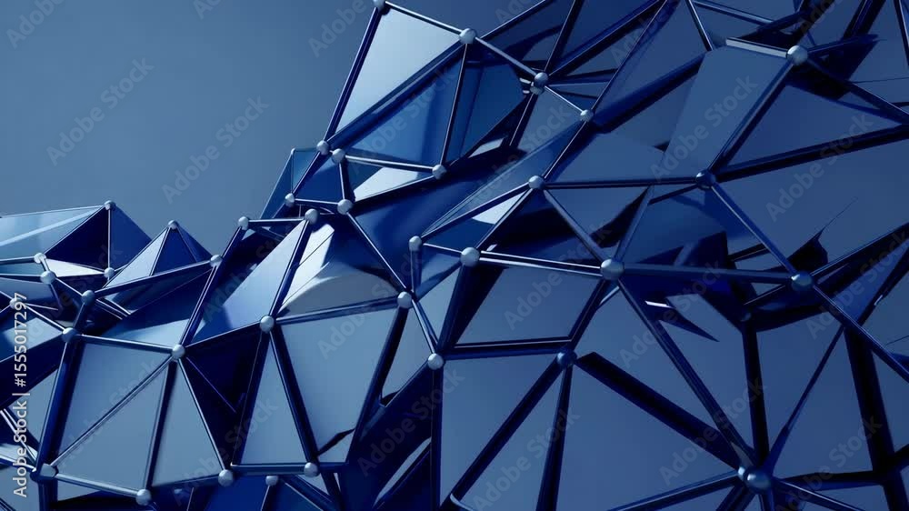 Poster abstract geometric background in blue with polygonal structure