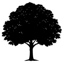 Large Tree Silhouette Vector  Black Nature Illustration for Outdoor Designs

