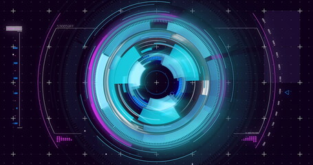 Displaying circular HUD graphic on screen, with rings, crosshair reticles and alphanumeric readouts