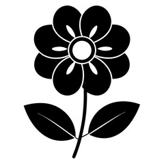 Black Flower Silhouette Vector Icon for Design and Decoration, Classic Flower Silhouette  Elegant Vector Floral Element



