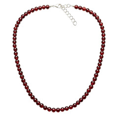Fototapeta premium Elegant red beaded necklace displayed on a white background, showcasing its intricate design