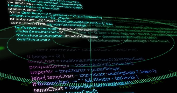 Streaming holographic JavaScript code at virtual interface with gridlines, overlays and markers