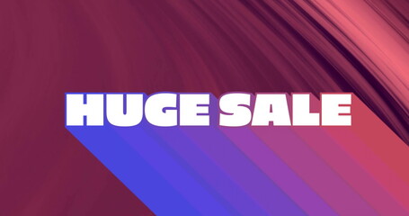 Displaying stylized HUGE SALE text on vibrant diagonal gradient at digital advertising banner
