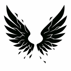Eagle wings vector tattoo design, a symbolic illustration of a flying bird with black feathers, perfect for an angel or hawk emblem decoration