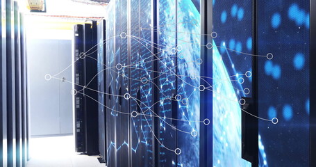 Data processing image over server racks in data center network of connections