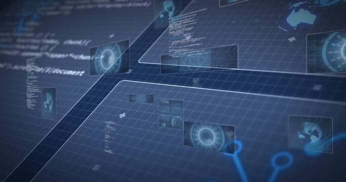 Image showing futuristic digital interface with data processing in global network - Powered by Adobe