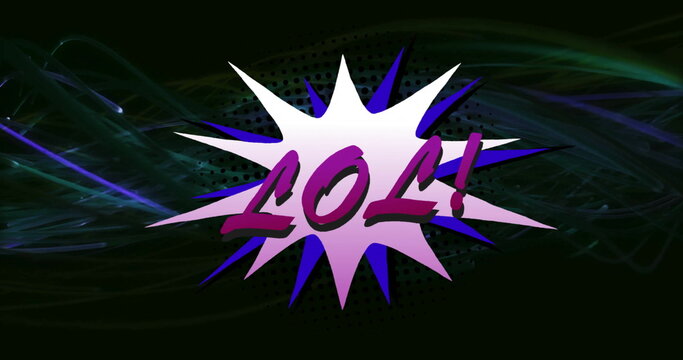 Image of LOL! text in comic-style with starburst effect on dark background
