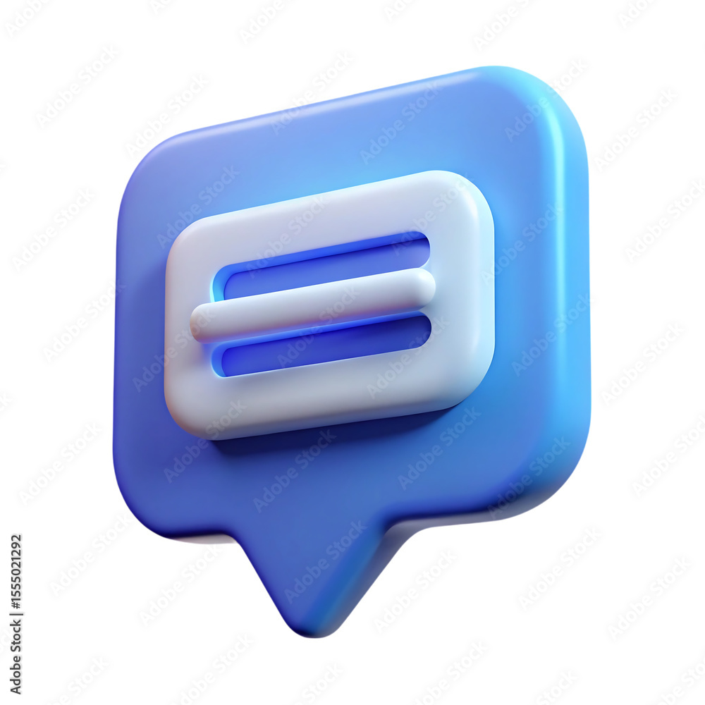 Fototapete 3d rendered icon of a speech bubble symbolizing communication and messaging on black background