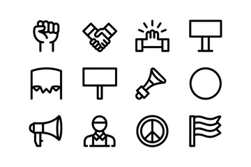 Protest symbols and icons for social movements demonstration activism