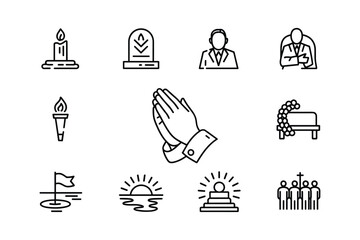 Religious and symbolic icons for prayer and remembrance candle torch