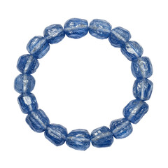 Obraz premium Close-up of a blue gemstone bracelet on a neutral background, showcasing its unique texture and shine