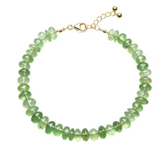 Fototapeta premium Elegant green gemstone bracelet displayed on a white background, showcasing its intricate design