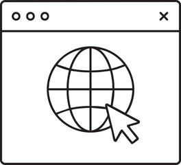 Browser Window with Globe and Cursor Internet Access Global Connection and Online Navigation Concept Illustration