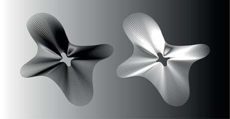 Stylized Vector Geometrics Wave Element with Curved Line Stripes for Modern Design and Audio Equalizer Effects

