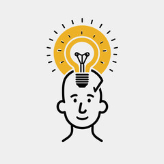 Illustration of a person with a lightbulb above their head