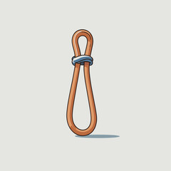 A tan rope loop is bound at the top with blue cord It casts a small shadow on a light grey background