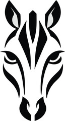 Abstract Black And White Zebra Head Icon Modern Minimalist Animal Design