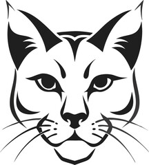 Black And White Minimalist Cat Head Logo Design Elegant Feline Illustration