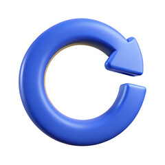 Modern 3d blue arrow symbol representing refresh reload repeat cycle sign icon