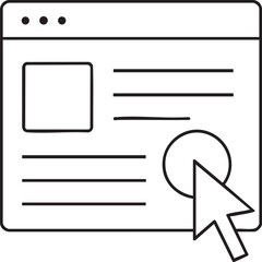 Webpage Interface with Cursor Clicking a Button Representing Online Interaction and Digital User Experience simple