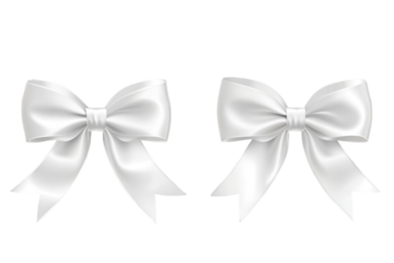 Elegant white ribbon bows on a transparent background perfect for decorations, crafts, and special occasions throughout the year