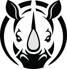Bold Rhino Head Logo Design Strength Wild Animal Mascot Art